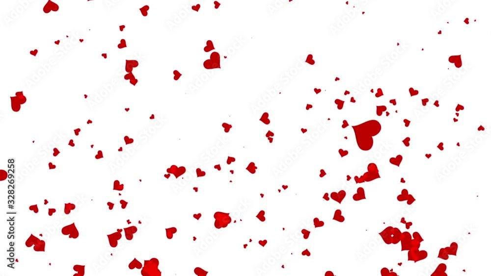 Red hearts falling against white background Red hearts falling against white background