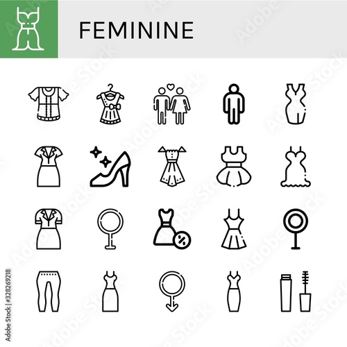 feminine simple icons set