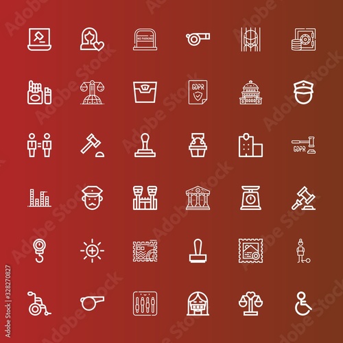 Editable 36 law icons for web and mobile