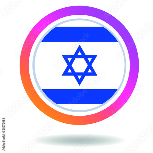 Flag of israel. Round icon for social networks. Ideal for bloggers. Bright design. Vector