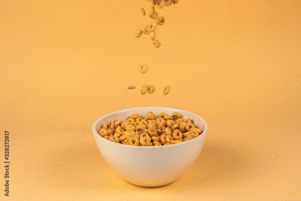 Honey rings cereal box for morning breakfast. Honey rings cereal box for morning breakfast.