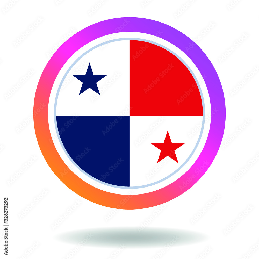 Flag of panama. Round icon for social networks. Ideal for bloggers. Bright design. Vector Flag of panama. Round icon for social networks. Ideal for bloggers. Bright design. Vector