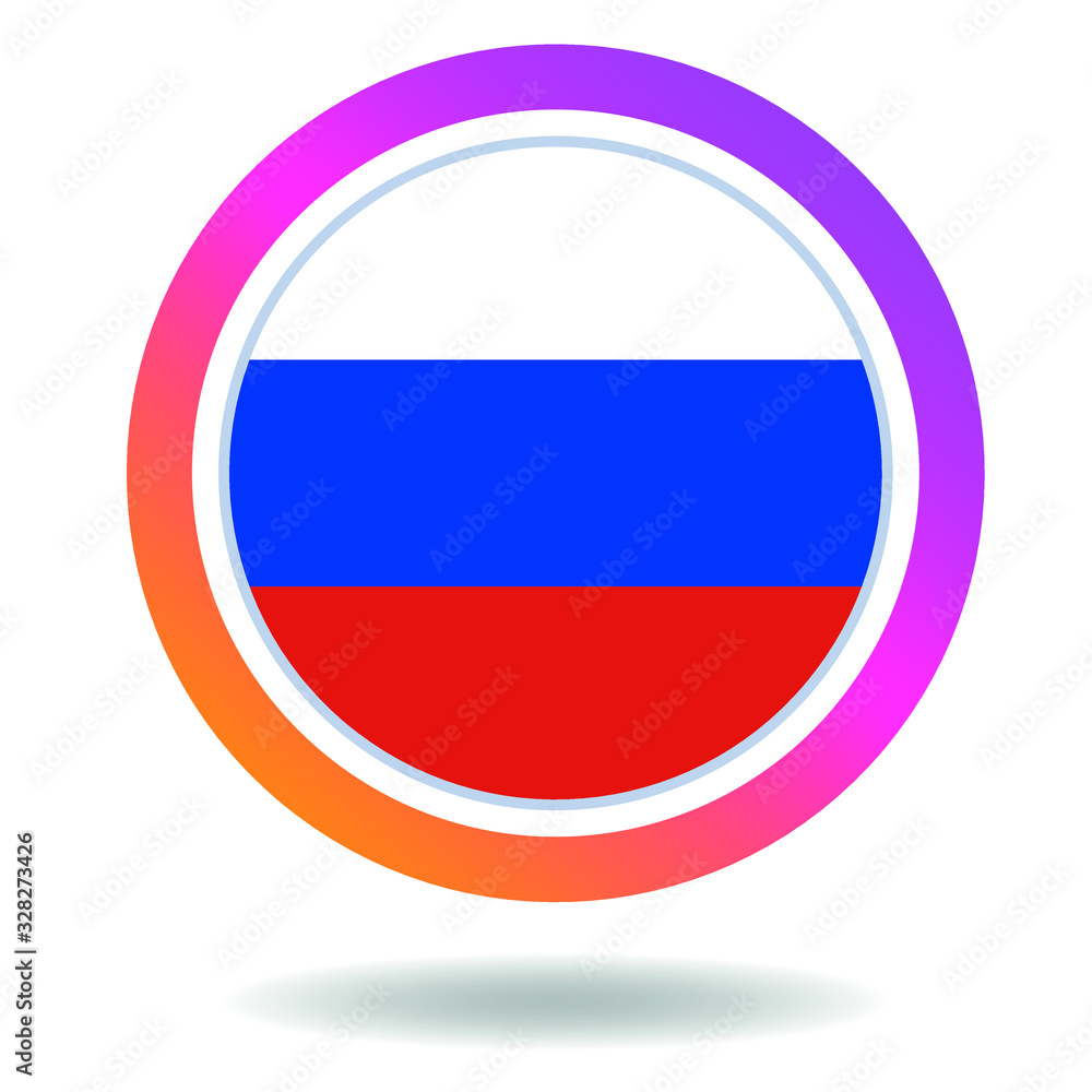 Flag of russian federation. Round icon for social networks. Ideal for bloggers. Bright design. Vector Flag of russian federation. Round icon for social networks. Ideal for bloggers. Bright design. Vector