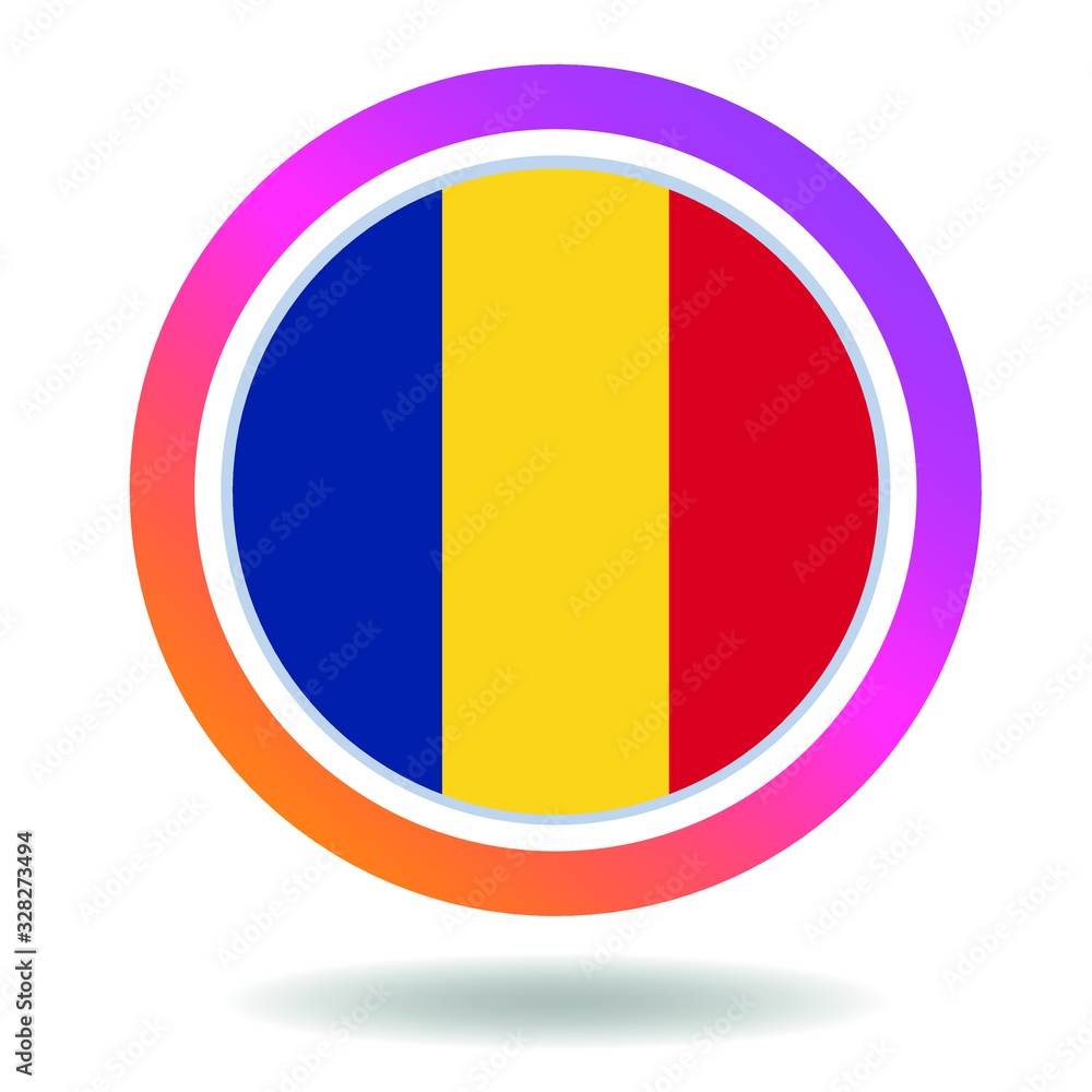 Flag of romania. Round icon for social networks. Ideal for bloggers. Bright design. Vector Flag of romania. Round icon for social networks. Ideal for bloggers. Bright design. Vector