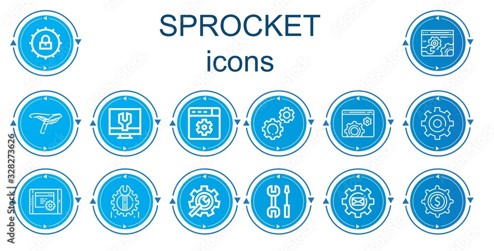 Editable 14 sprocket icons for web and mobile Editable 14 sprocket icons for web and mobile