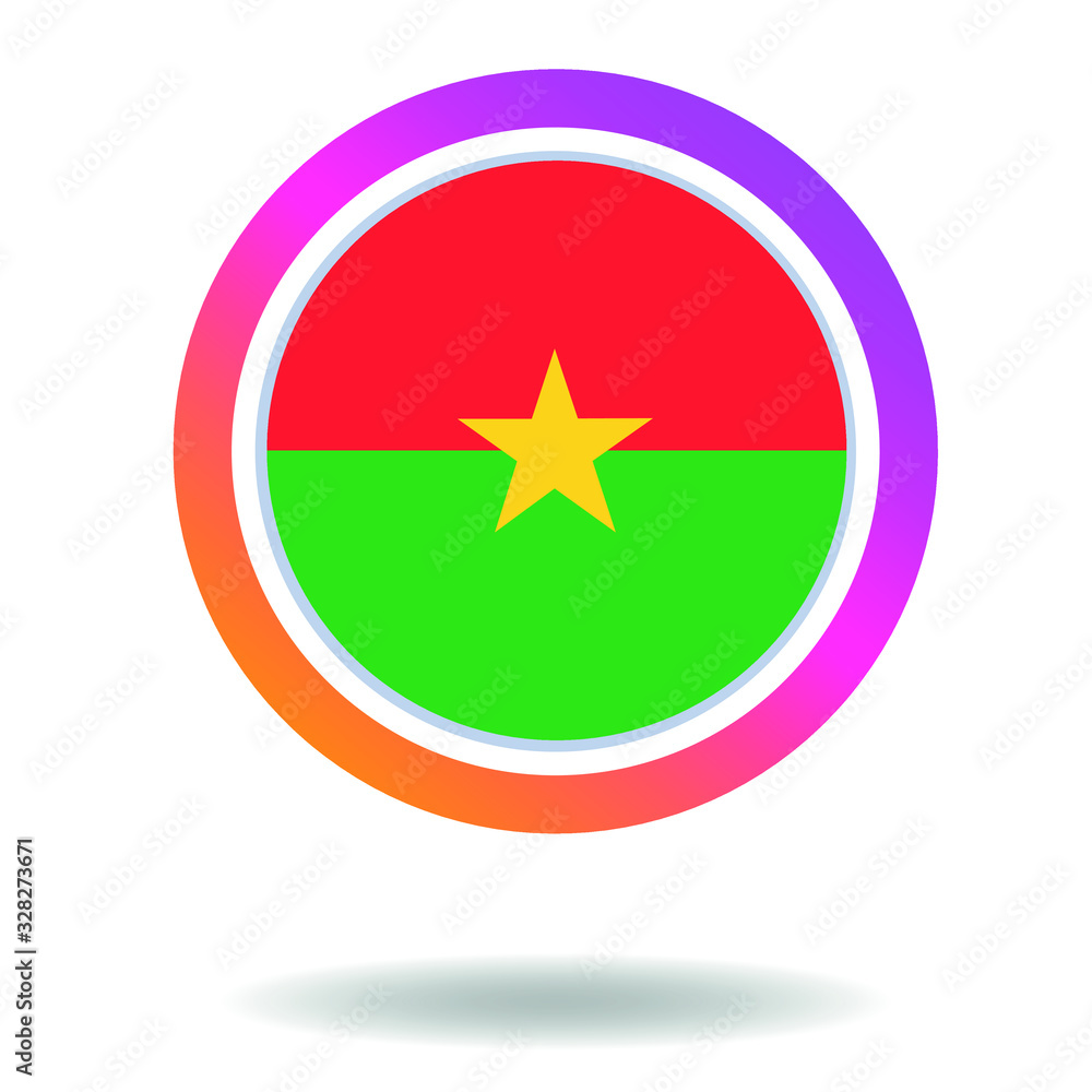 Flag of burkina faso. Round icon for social networks. Ideal for bloggers. Bright design. Vector Flag of burkina faso. Round icon for social networks. Ideal for bloggers. Bright design. Vector