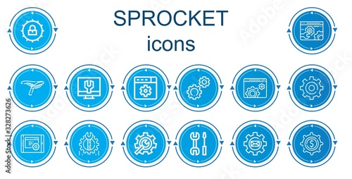 Editable 14 sprocket icons for web and mobile