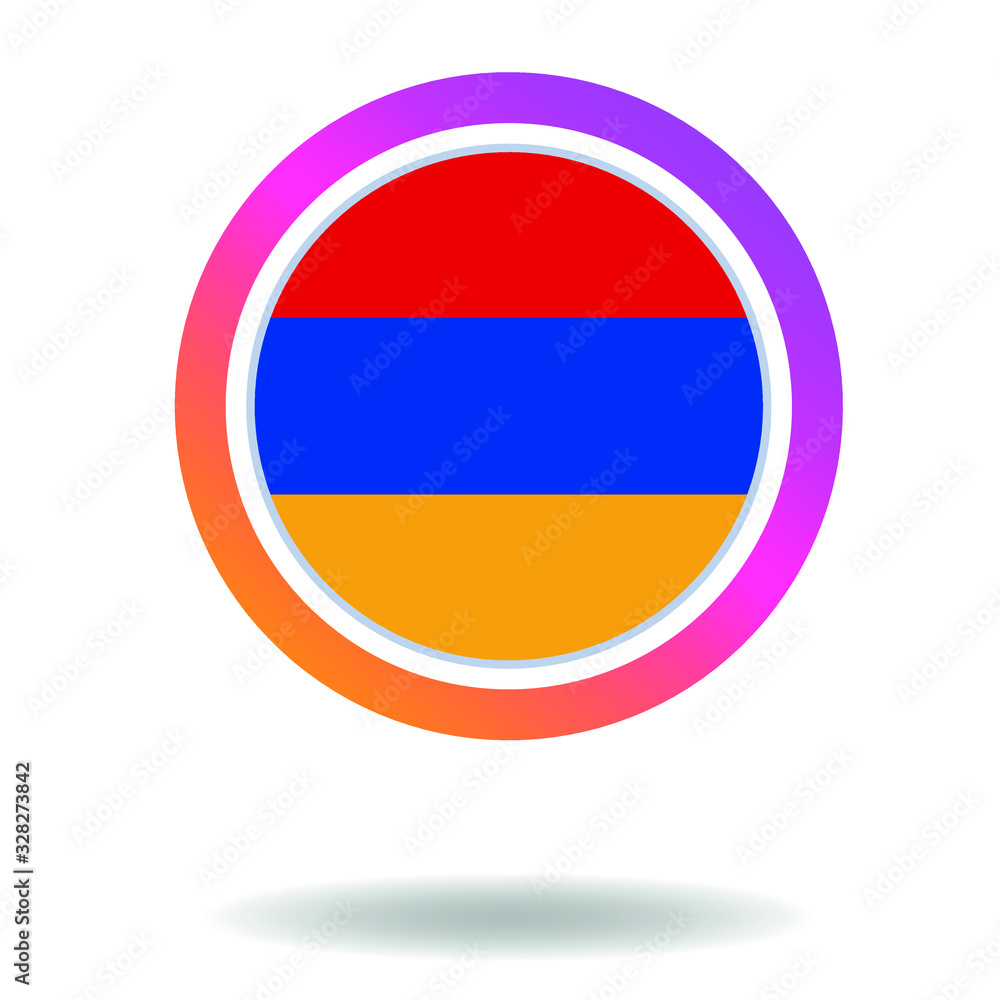 Flag of armenia. Round icon for social networks. Ideal for bloggers. Bright design. Vector Flag of armenia. Round icon for social networks. Ideal for bloggers. Bright design. Vector