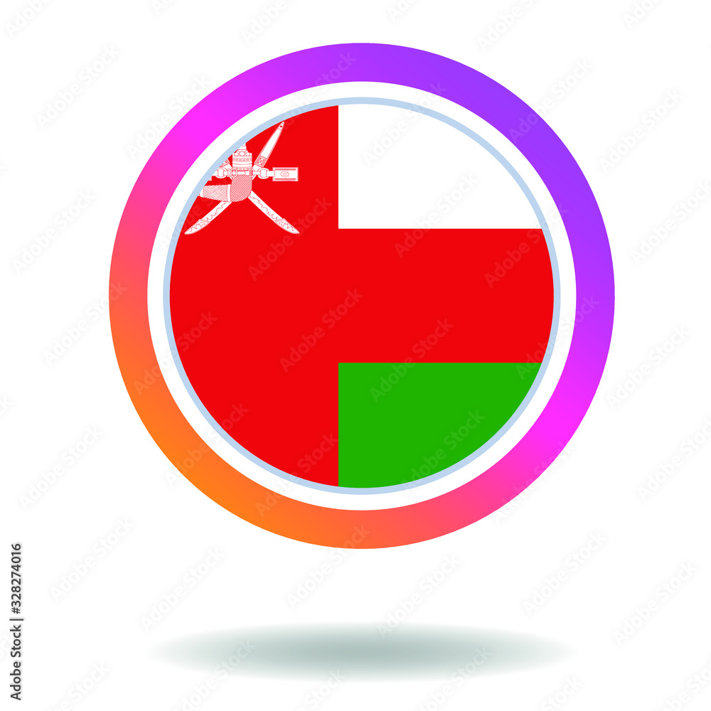 Flag of oman. Round icon for social networks. Ideal for bloggers. Bright design. Vector