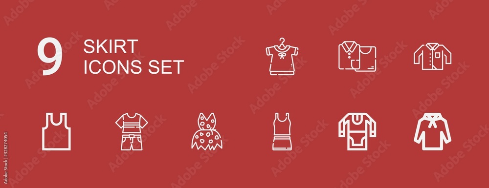 Editable 9 skirt icons for web and mobile Editable 9 skirt icons for web and mobile