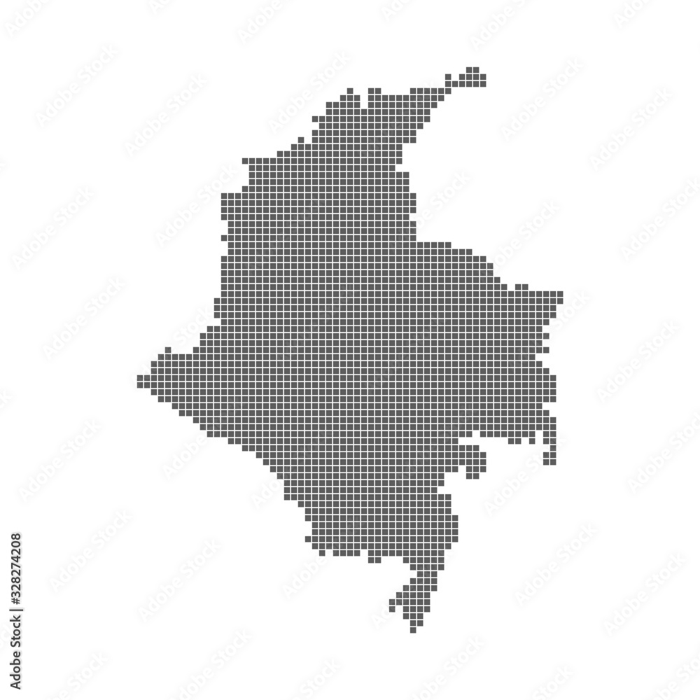 Colombia map dotted polka dot pixel. Vector icon
