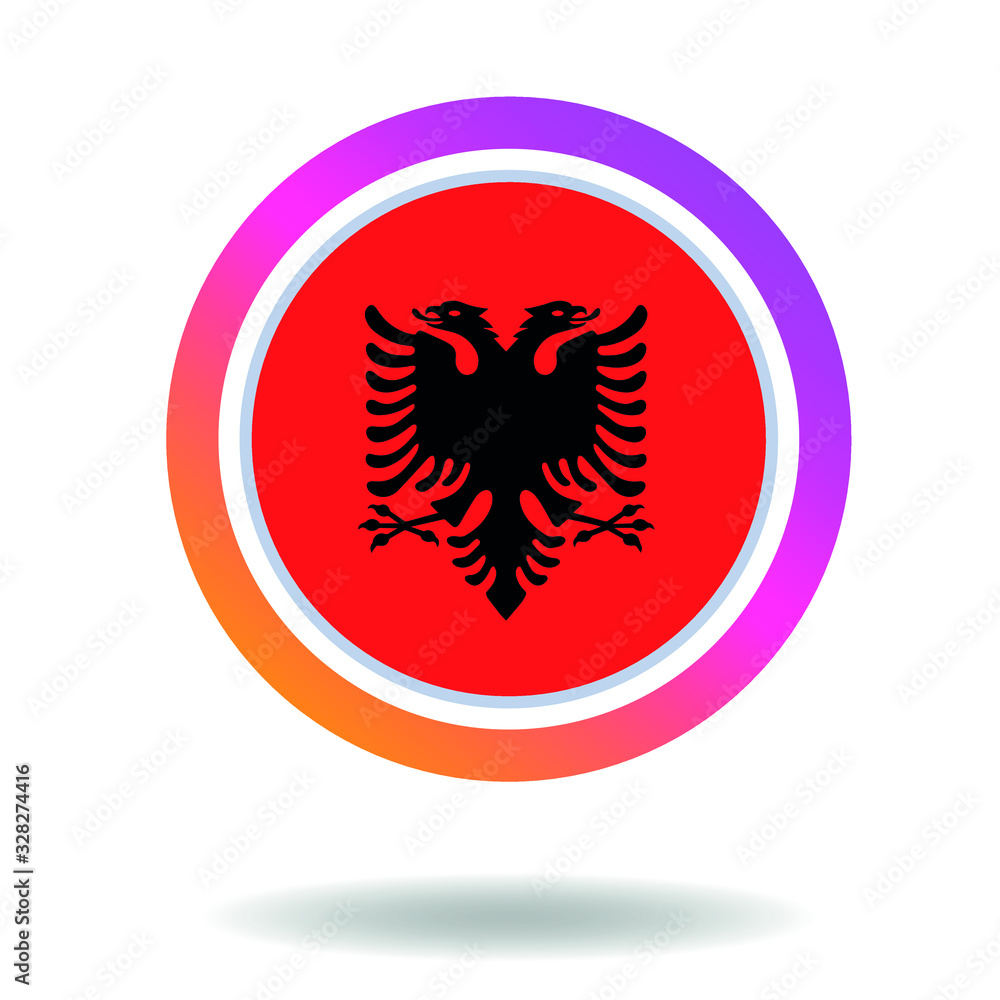 Flag of albania. Round icon for social networks. Ideal for bloggers. Bright design. Vector Flag of albania. Round icon for social networks. Ideal for bloggers. Bright design. Vector
