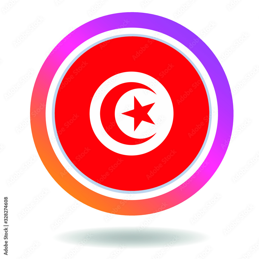 Flag of tunisia. Round icon for social networks. Ideal for bloggers. Bright design. Vector Flag of tunisia. Round icon for social networks. Ideal for bloggers. Bright design. Vector