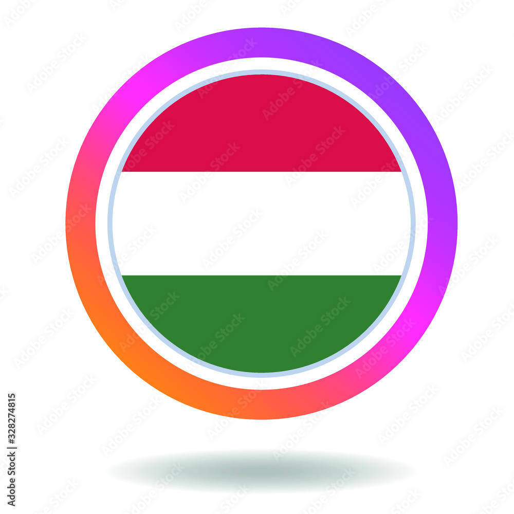Flag of hungary. Round icon for social networks. Ideal for bloggers. Bright design. Vector Flag of hungary. Round icon for social networks. Ideal for bloggers. Bright design. Vector