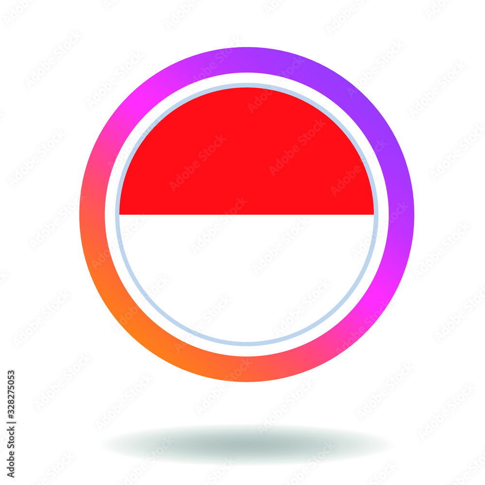 Flag of indonesia. Round icon for social networks. Ideal for bloggers. Bright design. Vector