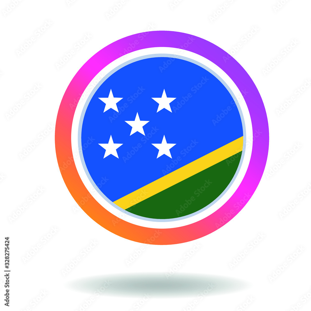Flag of solomon islands. Round icon for social networks. Ideal for bloggers. Bright design. Vector Flag of solomon islands. Round icon for social networks. Ideal for bloggers. Bright design. Vector