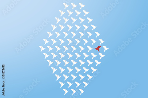 Think differently - Being different, standing out from the crowd -The graphic of bird also represents the concept of individuality , confidence, uniqueness, innovation, creativity.