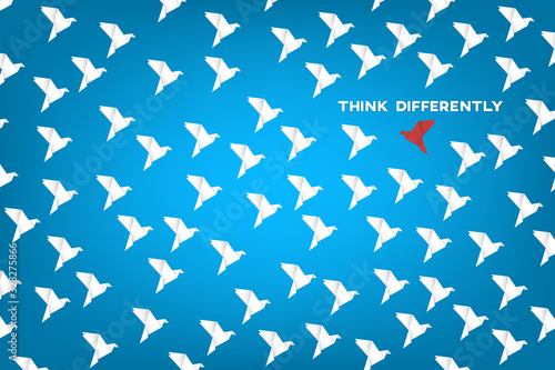 Think differently - Being different, standing out from the crowd -The graphic of bird also represents the concept of individuality , confidence, uniqueness, innovation, creativity.