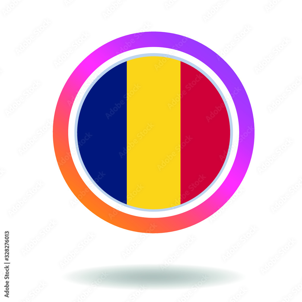 Flag of chad. Round icon for social networks. Ideal for bloggers. Bright design. Vector Flag of chad. Round icon for social networks. Ideal for bloggers. Bright design. Vector