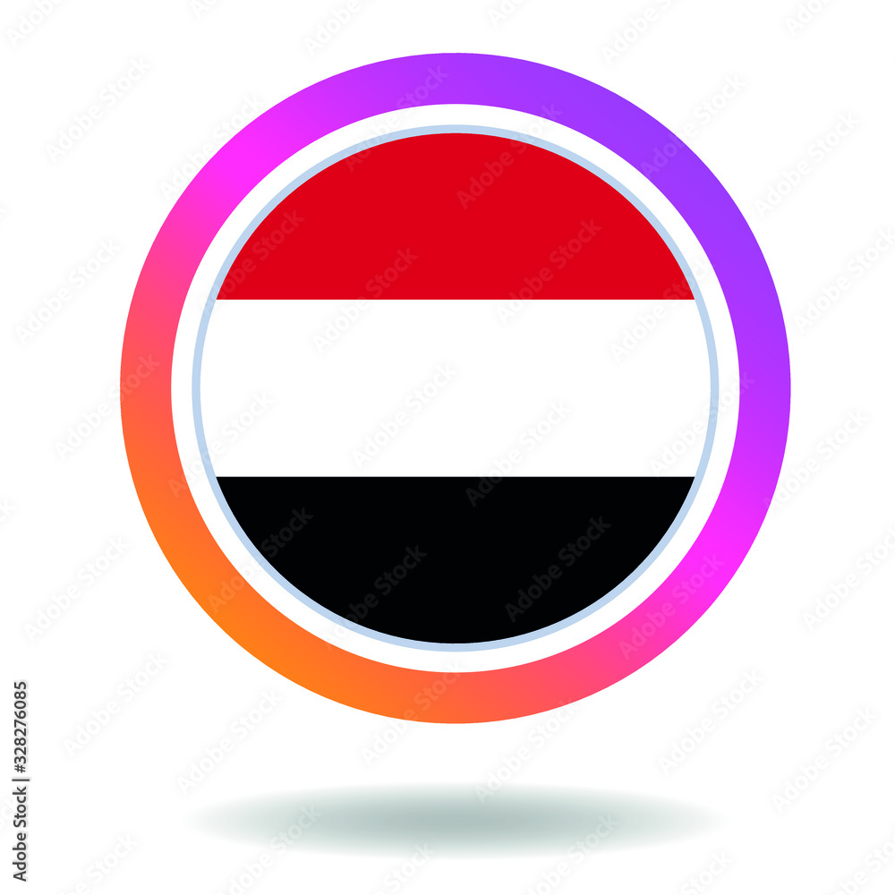 Flag of yemen . Round icon for social networks. Ideal for bloggers. Bright design. Vector Flag of yemen . Round icon for social networks. Ideal for bloggers. Bright design. Vector
