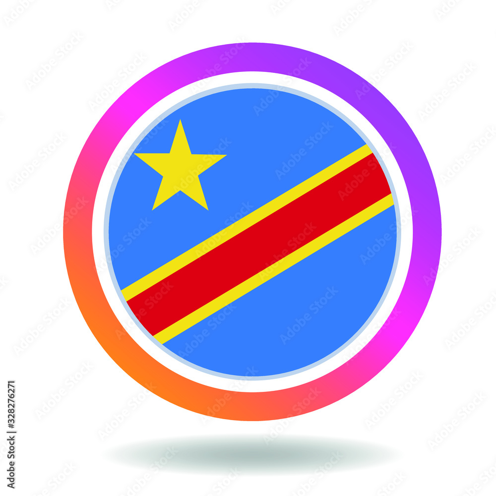 Flag of congo. Round icon for social networks. Ideal for bloggers. Bright design. Vector Flag of congo. Round icon for social networks. Ideal for bloggers. Bright design. Vector