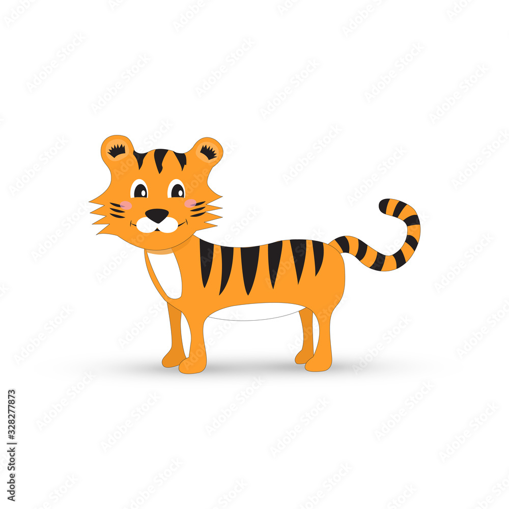 Cute tiger design isolated on white background Cute tiger design isolated on white background