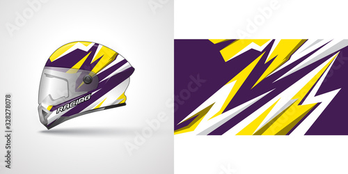 Racing helmet wrap decal and vinyl sticker design illustration.