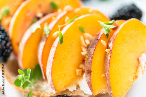 Peach ricotta toast