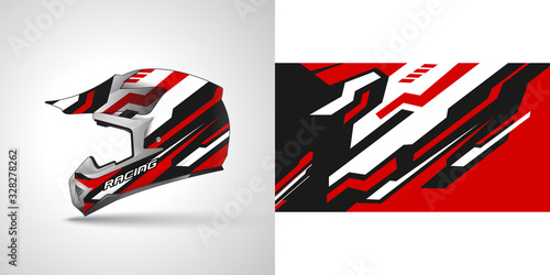 Racing helmet wrap decal and vinyl sticker design illustration.