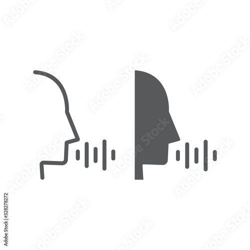 Voice control line and glyph icon, technology and sound, voice command sign, vector graphics, a linear pattern on a white background, eps 10.
