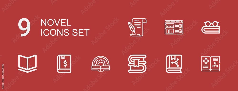 Editable 9 novel icons for web and mobile Editable 9 novel icons for web and mobile