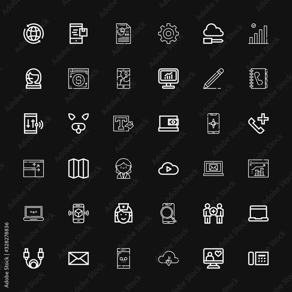 Editable 36 phone icons for web and mobile