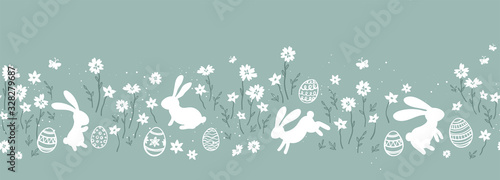 Cute hand drawn easter eggs horizontal seamless pattern, fun easter decoration, great for banners, wallpapers, cards - vector design