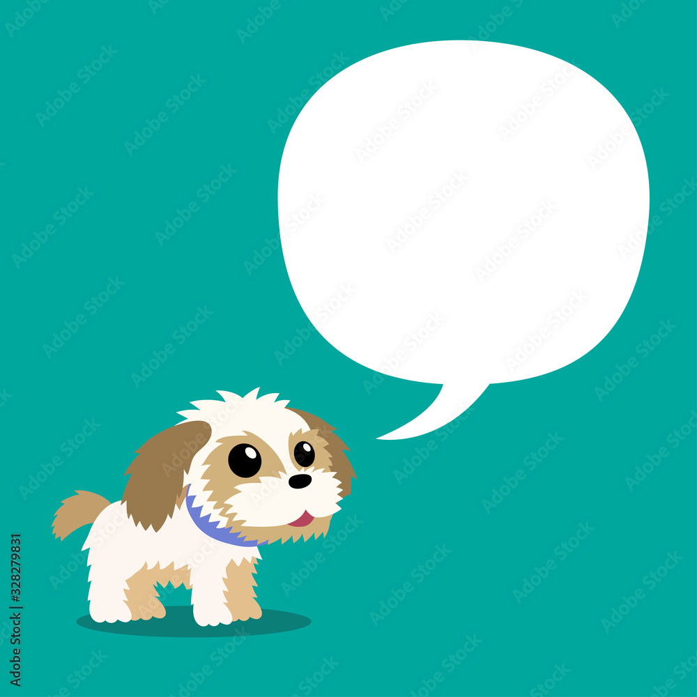 Cartoon character shih tzu dog and white speech bubble for design. Cartoon character shih tzu dog and white speech bubble for design.