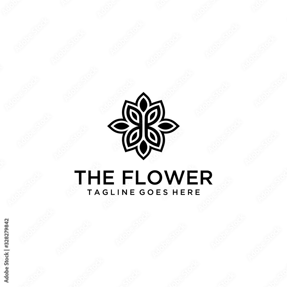 Creative luxury simple Artistic Lotus Flower logo design illustration