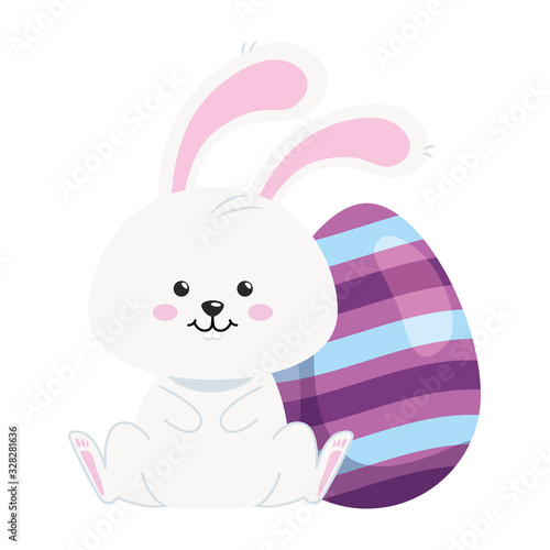 cute rabbit with egg easter isolated icon vector illustration design