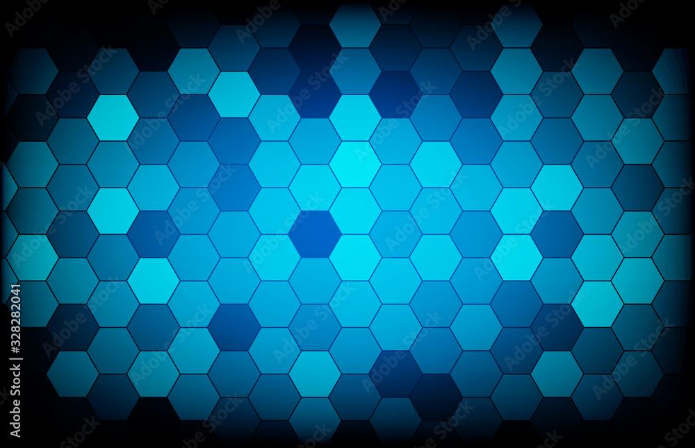 abstract background of blue glowing hexagon abstract background of blue glowing hexagon