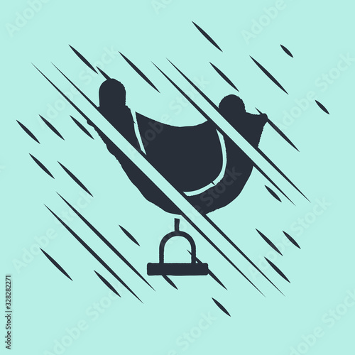 Black Wild west saddle icon isolated on green background. Glitch style. Vector Illustration
