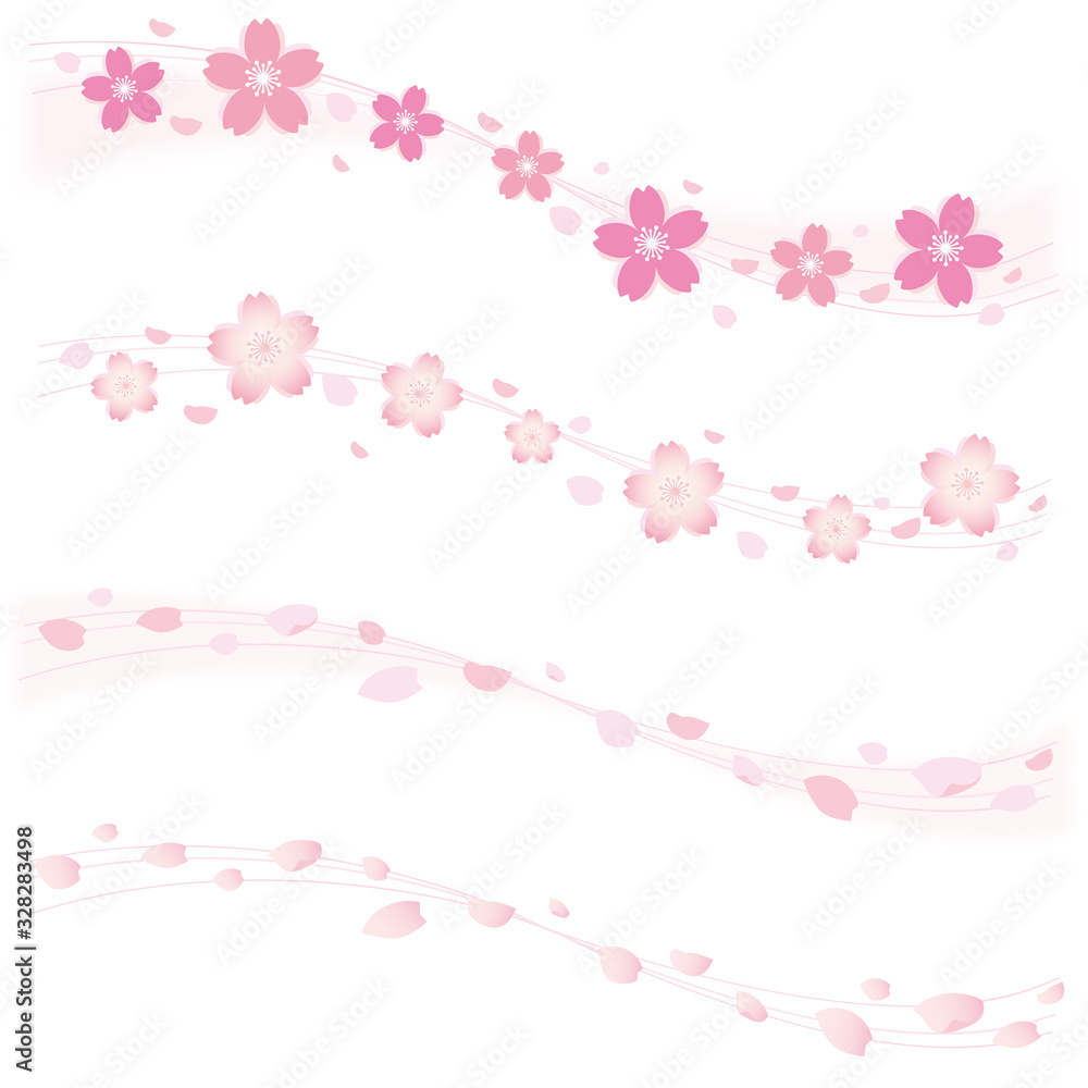 桜の花びら　ウェーブセット　Cherry blossoms flower Wave