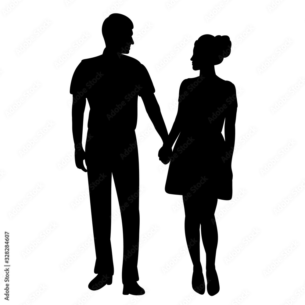 black silhouette man and woman, love black silhouette man and woman, love