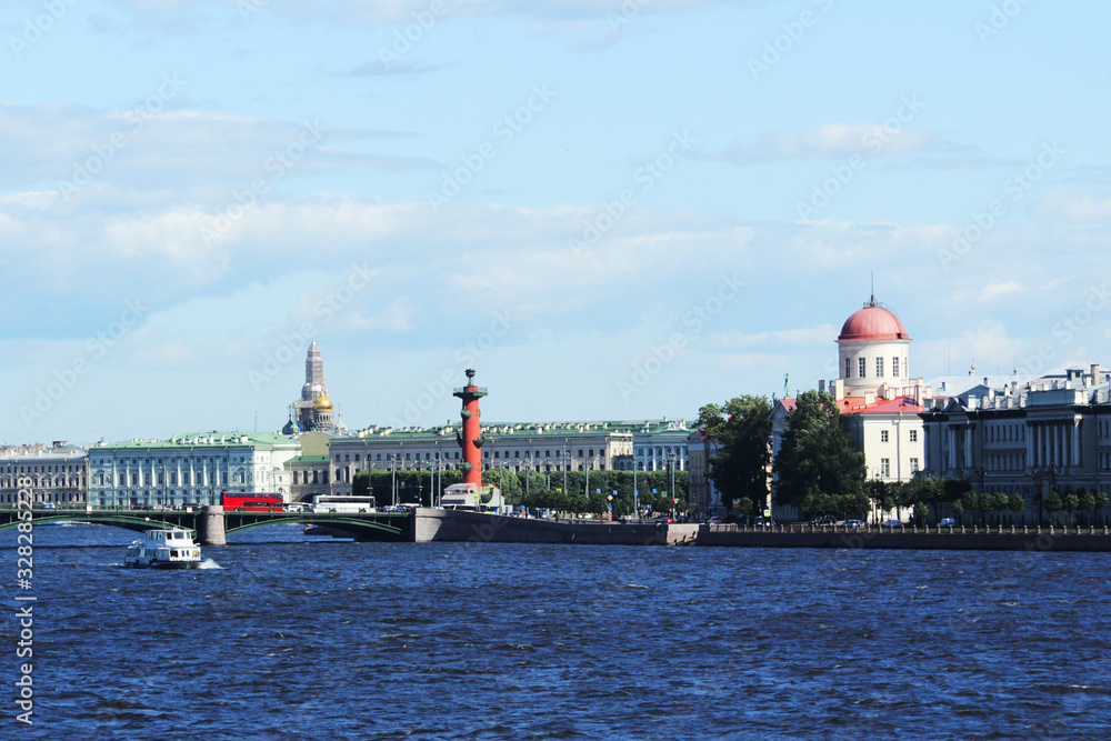 Panorama of Saint Petersburg including The Old Stock Exchange and Rostral Columns	