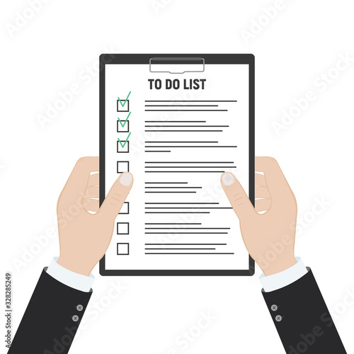 Clipboard with To Do List. Flat illustration of clipboard with To Do List