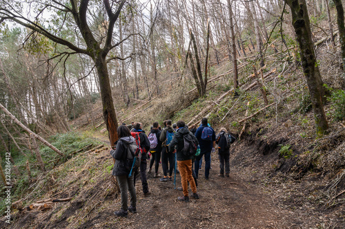 Mount Somma, Naples / Italy - March 2020: Trekking on Mount Somma, visiting the burnt area and the quary.
