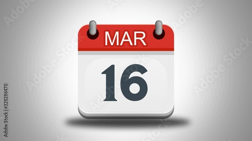 Calendar Ripping Off Yearly Month By Month/ 4k animation of a design calendar icon with flipping pages from january to december