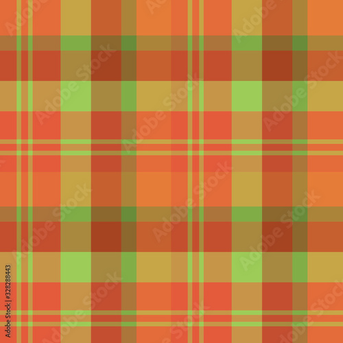 Seamless pattern in marvelous cozy orange and green colors for plaid, fabric, textile, clothes, tablecloth and other things. Vector image.
