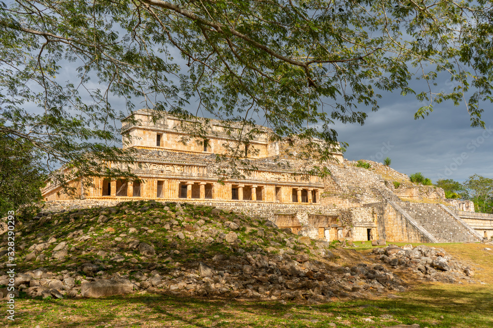 The Great Palace in Sayil Maya archaeological site. Yucatan. Mexico.