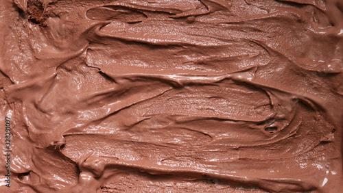 Chocolate ice cream surface, Top view Blank for design.