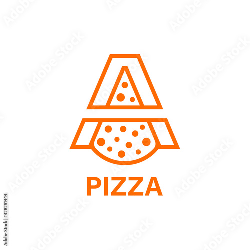 Pizza slice logo, concept with letter A.