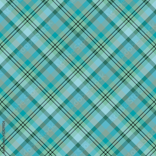 Seamless pattern in marvelous discreet green, blue, grey and black colors for plaid, fabric, textile, clothes, tablecloth and other things. Vector image. 2