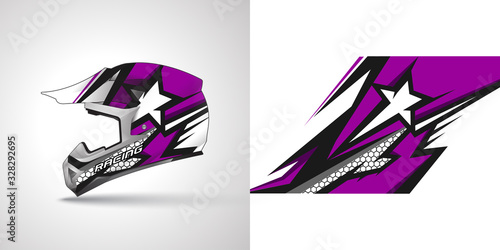 Racing helmet wrap decal and vinyl sticker design illustration.